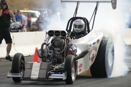 Drag cars at the starting line at Spokane Raceway Park