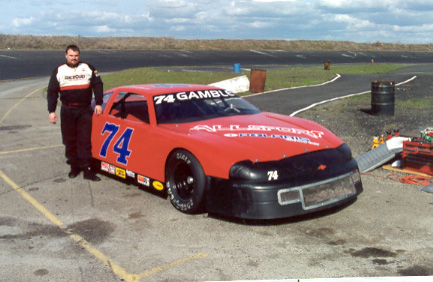 John Gamble with his #74 Northwest Late Model at Spokane Raceway Park, 2001